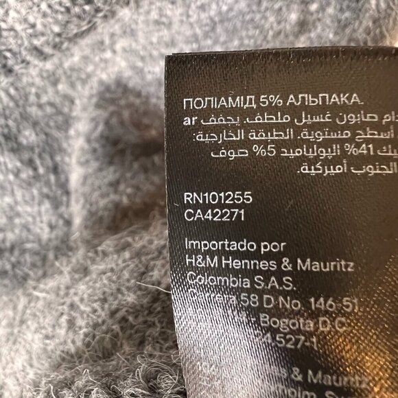 H&M Sweater Womens Size XS Gray Cowl Neck Alpaca Blend Long Sleeve Natural - Picture 13 of 14